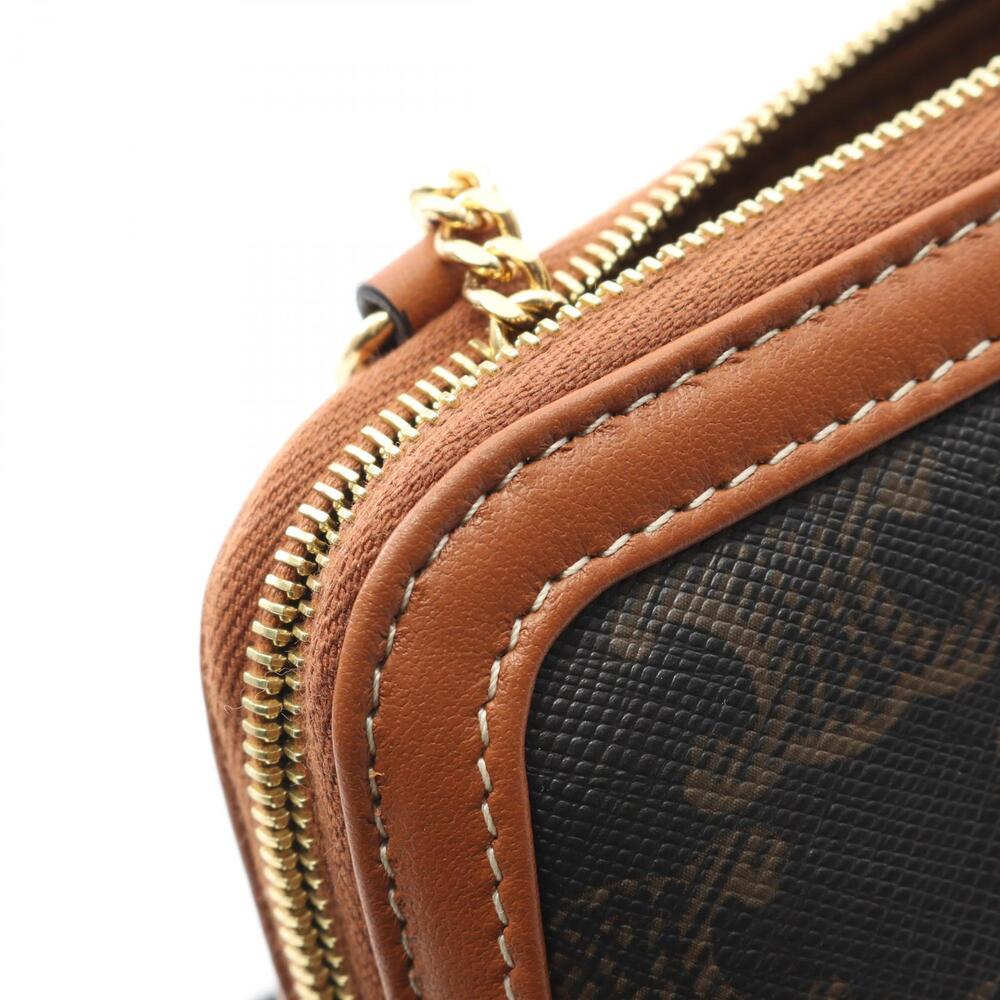 Celine Triomphe Shoulder Bag Canvas Leather Black Brown - Picture 5 of 6